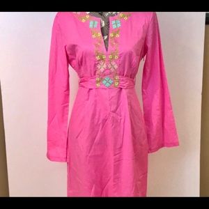 Lilly Pulitzer tie back, embroidered dress.